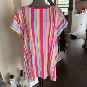LuLaRoe Multicolor Striped Short Sleeve Tee